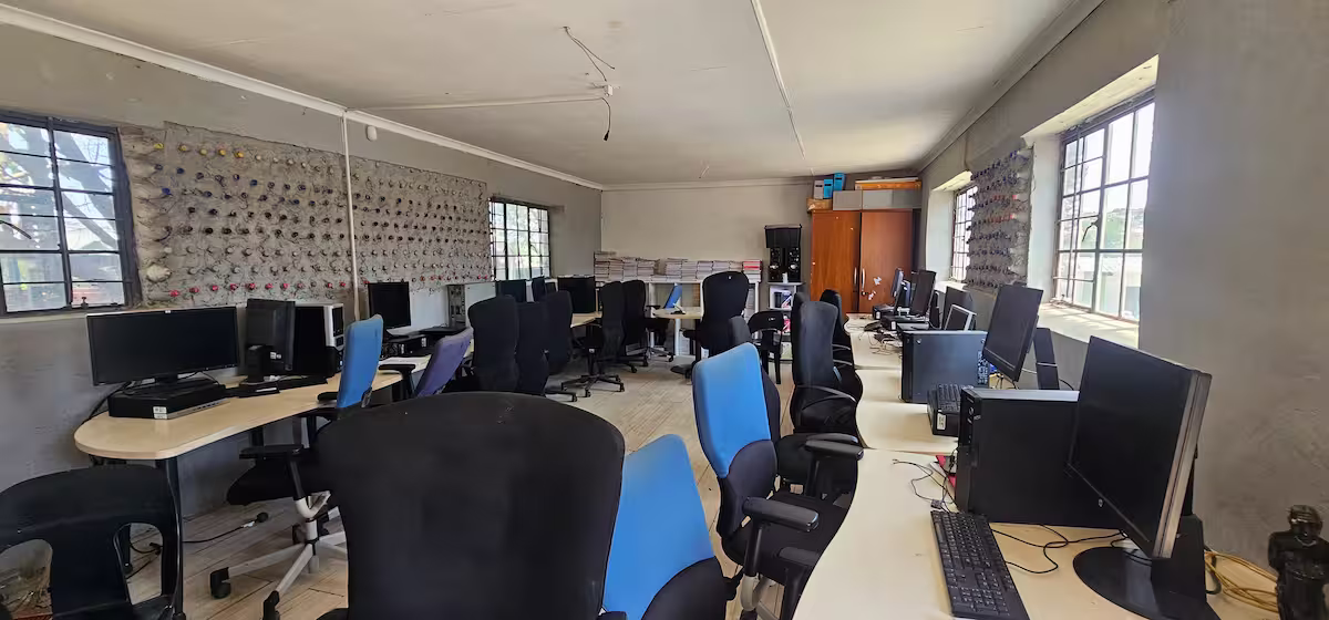 Computers inside the eco-brick classroom